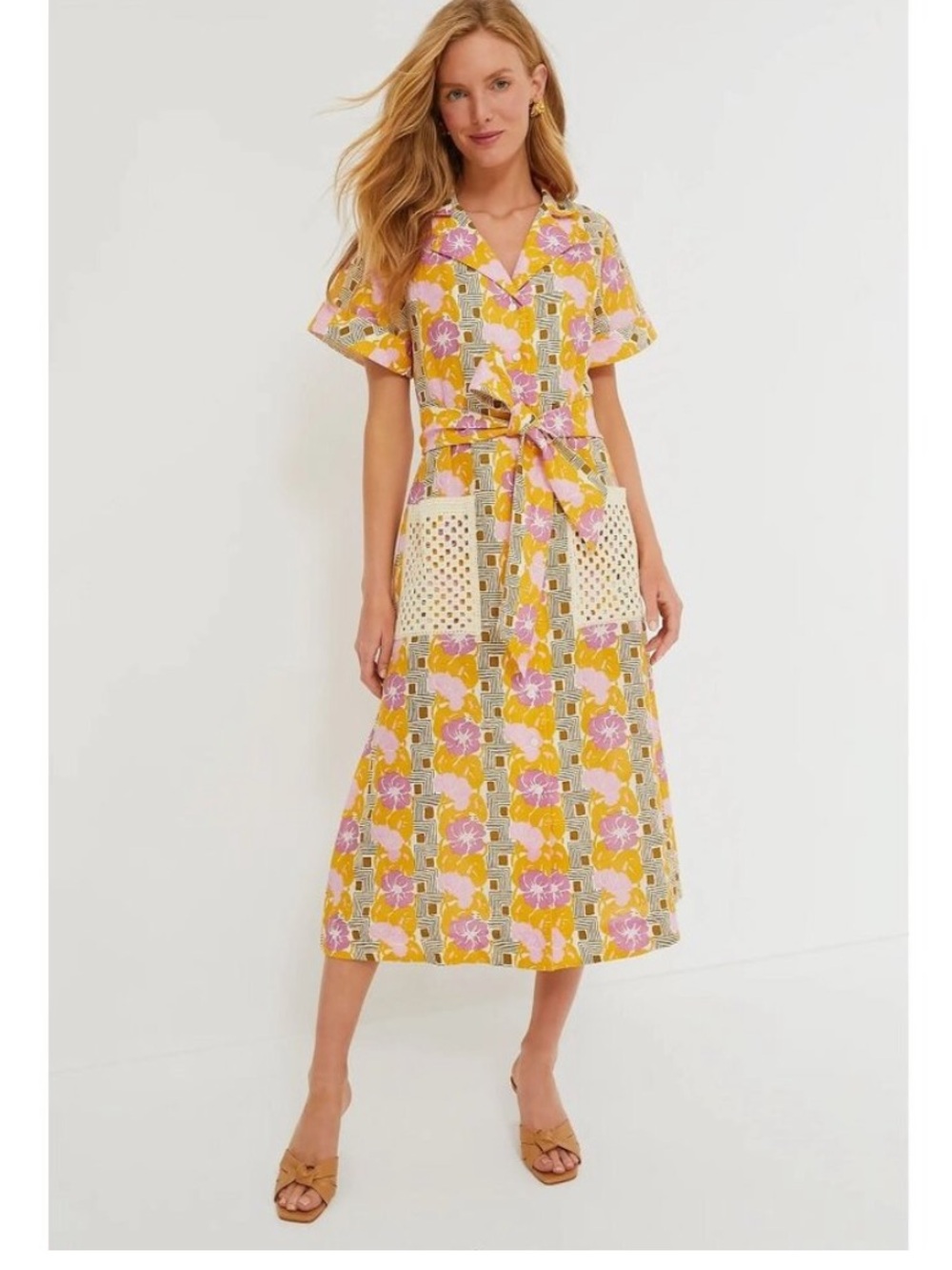 Tuckernuck Retro Multicolor Meriweather Midi Dress Size Large
